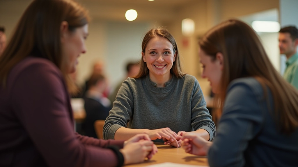 Volunteer helping community member at Irish charity event